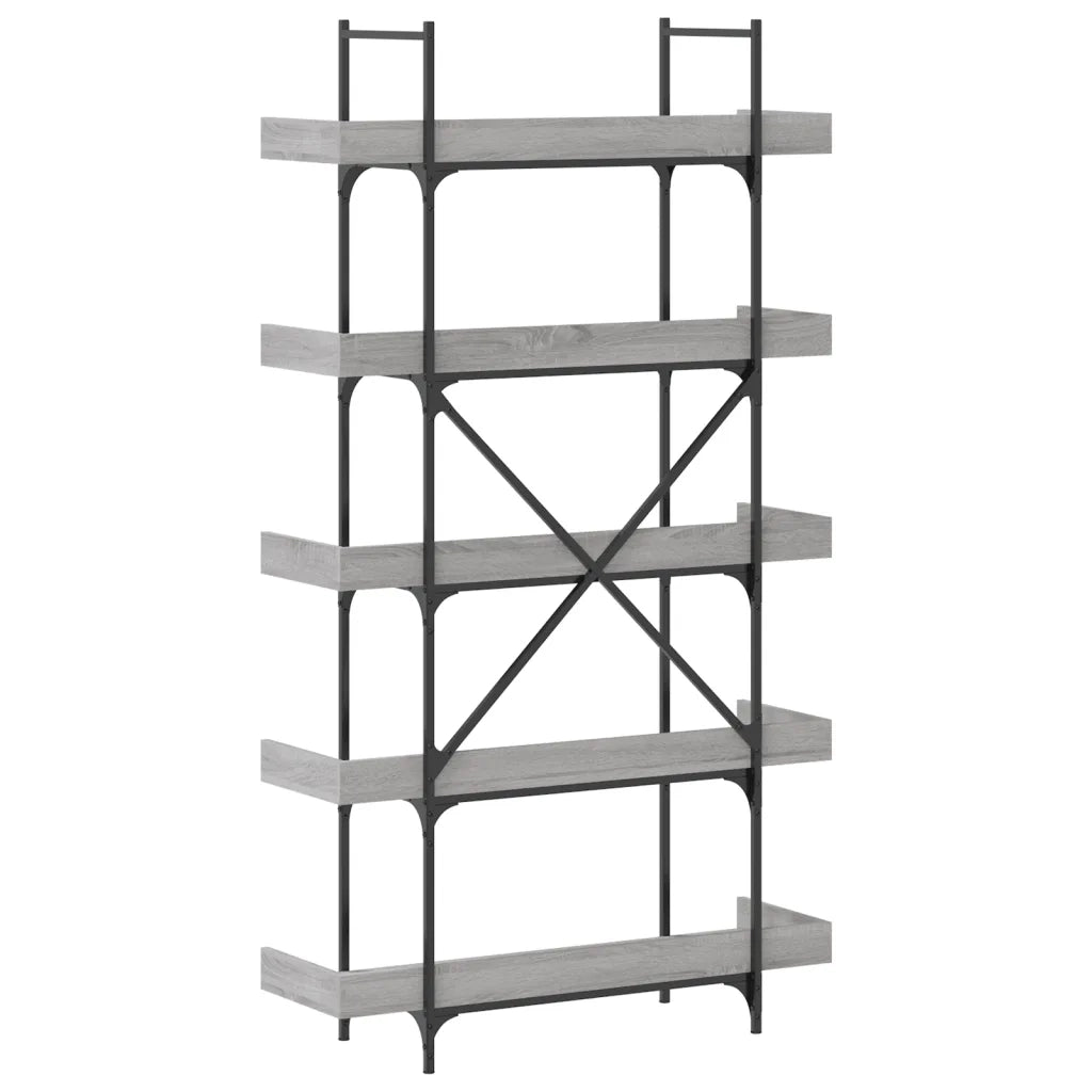 Libreria 5 Ripiani-Scaffale per Libri-Mobile di Stoccaggio Grigio Sonoma 100x33x180,5 Legno Multistrato