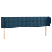 Testiera | Testata ad Orecchio Blu Scuro 203x23x78/88 cm in Velluto