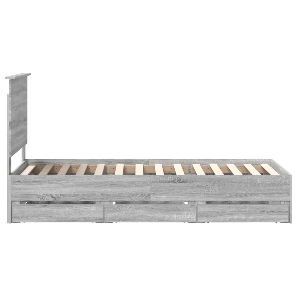 Struttura del letto con cassetto-Giroletto con contenitore-Rete del Letto Grigio Sonoma 75 x 190 cm 951549