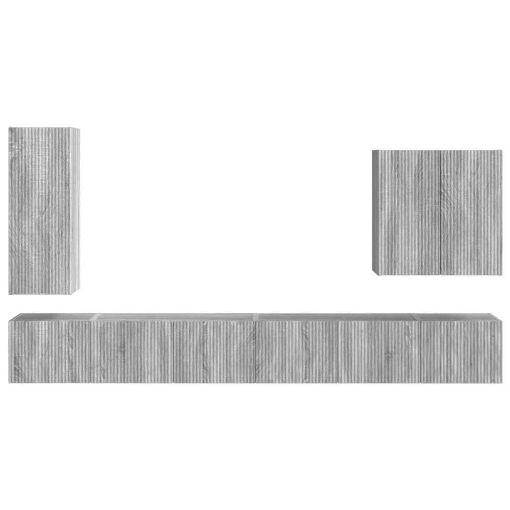 Set di Mobiletto da TV a Parete 6 pz-Credenza per TV sospesa Grigio Sonoma