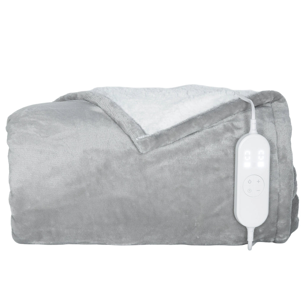Coperta elettrica riscaldante ¨C zephmum ¨C 180x130 cm grigio 9 temperature timer lavabile