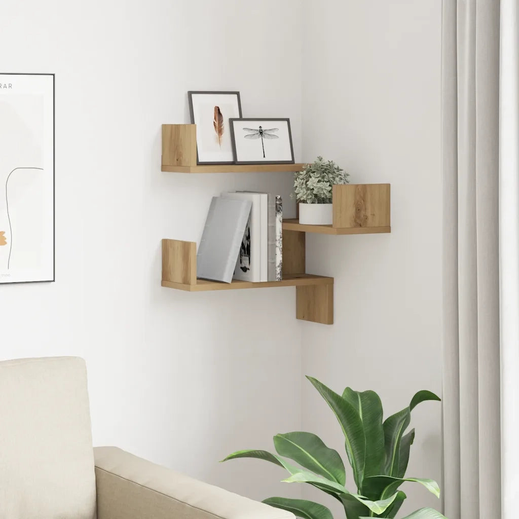 vidaXL Scaffale Angolare Muro Artigianale 40x40x49,5 cm in Truciolato
