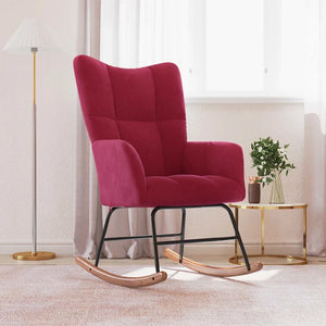 Sedia a Dondolo Rosso Vino in Velluto 328144