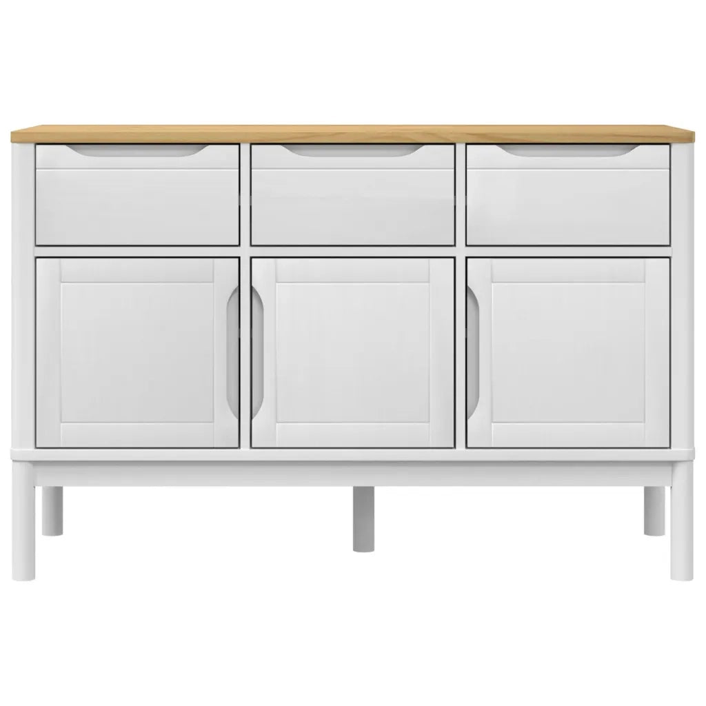 Credenza | Madia | Buffet da pranzo | Armadio da pranzo FLORO Bianca 114x43x74 cm in Legno Massello di Pino