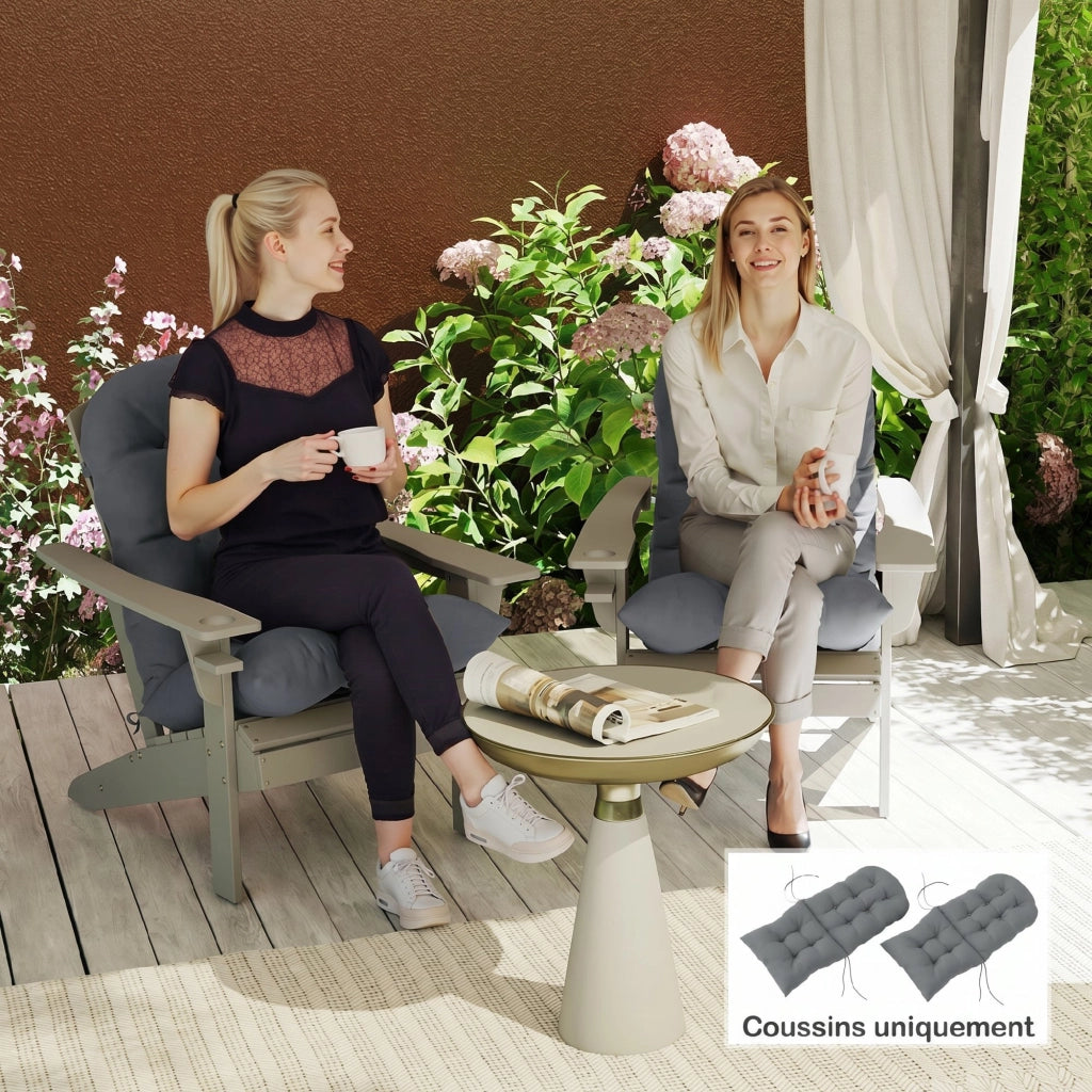 Cuscini per Sedie Adirondack ¨C zephmum ¨C 2 Pezzi, Grigio, Tessuto Imbottito