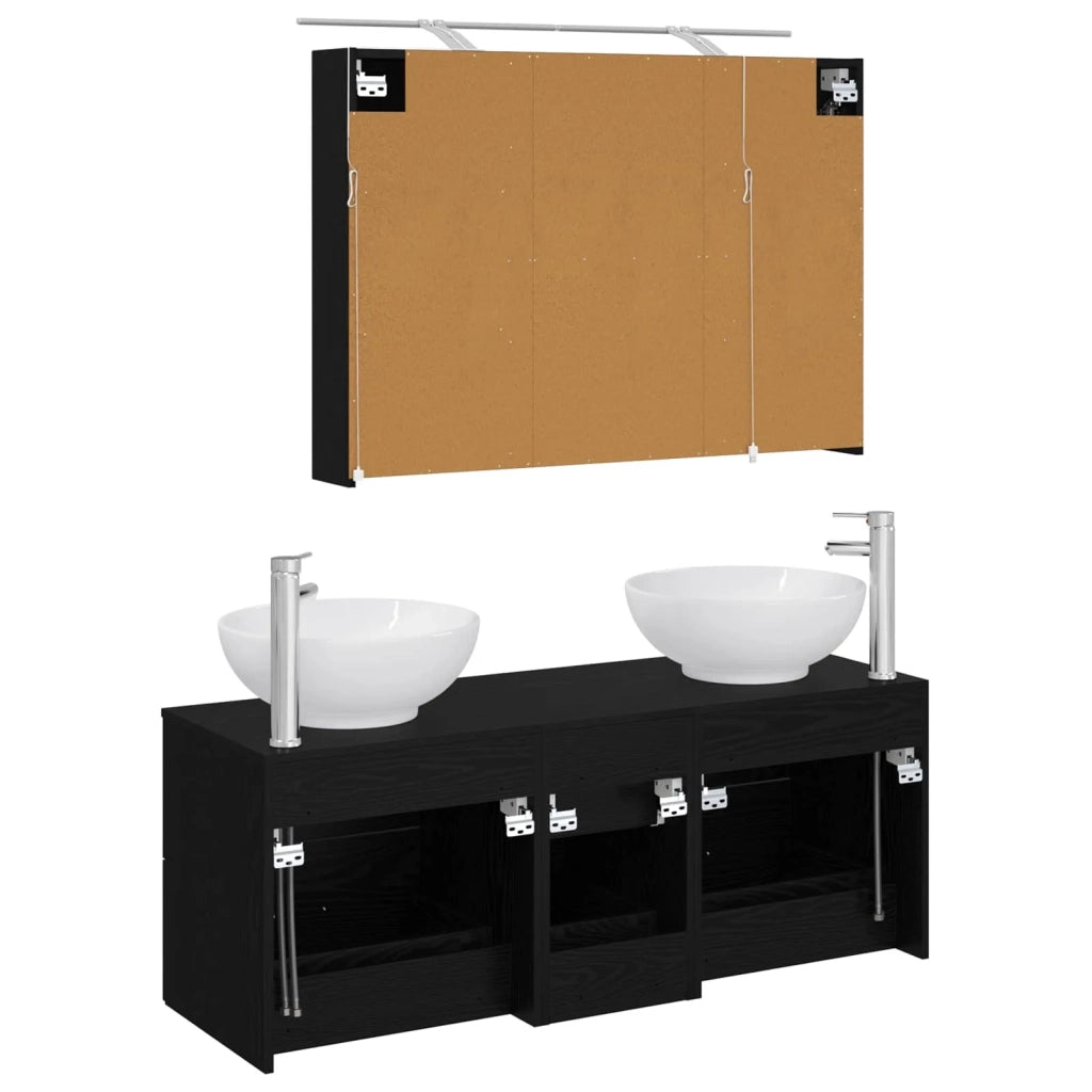 Set di mobili per il bagno 4 pcs Rovere Nero 3406976