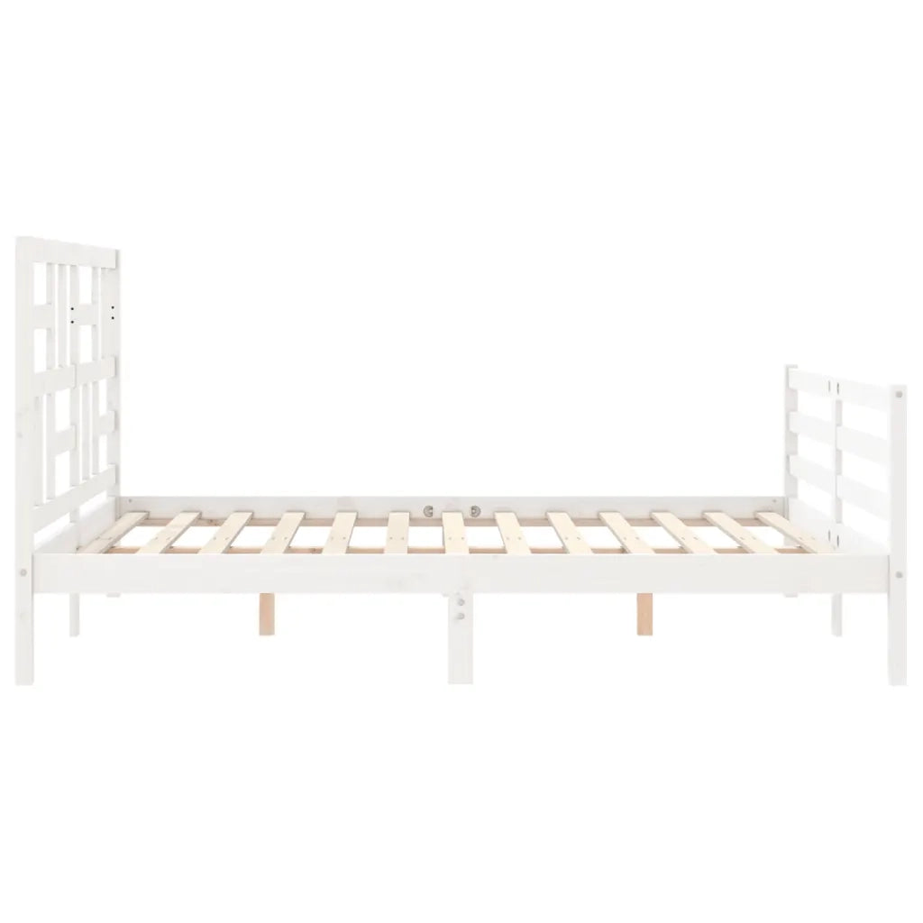 Giroletto con Testiera-Struttura Letto con testiera Bianco 160x200 cm Legno Massello 736043