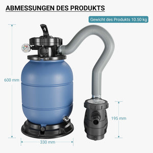 Filtro a sabbia con pompa autoadescante e valvola a 5 posizioni HZS-200, 220W, filtraggio acqua piscina