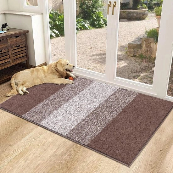 Mat per porta interna, Mat per porta esterna, Mat per raccolta spazzatura, Mat antiscivolo per porta, Mat assorbente per porta, Mat per porta d'ingresso, Mat per porta di entrata, Tappeto (Marrone, 80 x 150 cm)