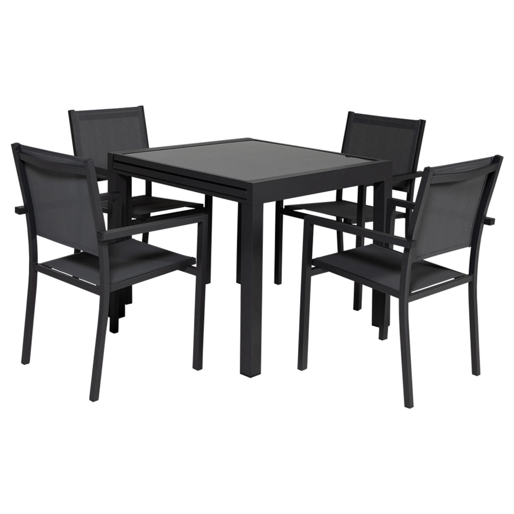 LAMPEDUSASet di mobili da giardino allungabili in textilene grigio 8 posti - alluminio antracite