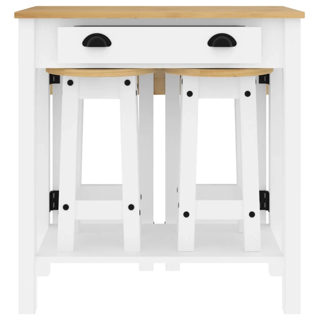 vidaXL Set da Bar 5 pz Bianco in Legno Massello di Pino