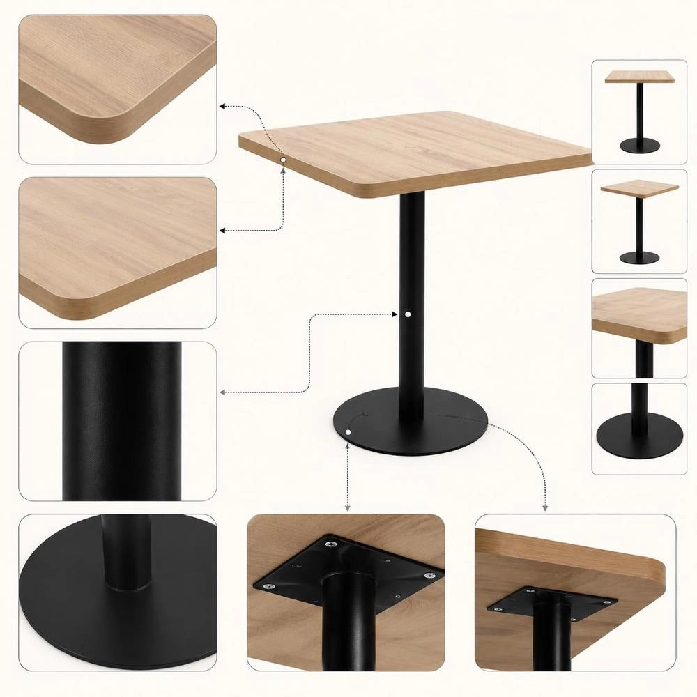 Bistro Table, Light Brown, 80x80 Cm, MDF