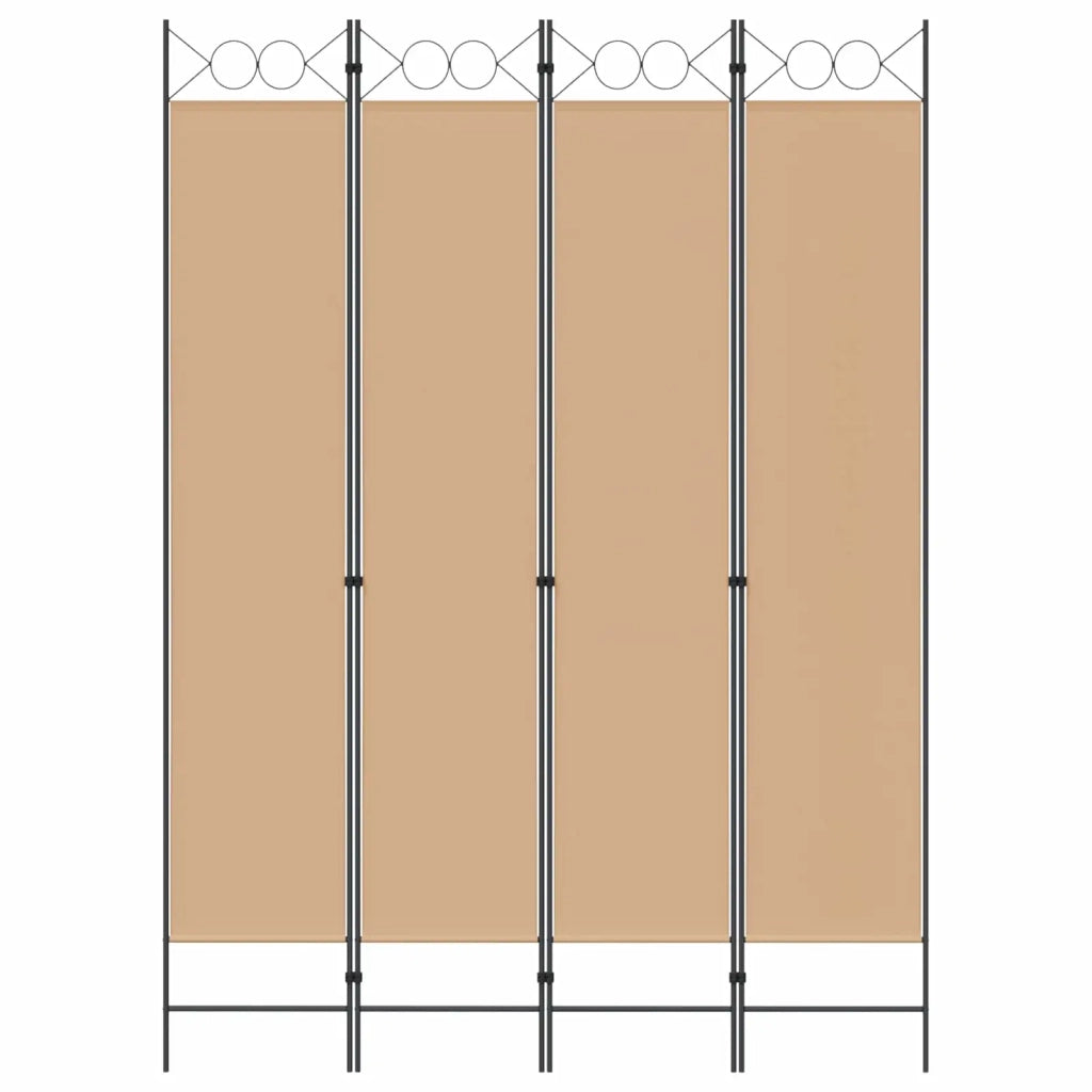 Divisorio Ambienti | Divider per stanze | Paravento a 4 Pannelli Beige 160 x 220 cm Tessuto