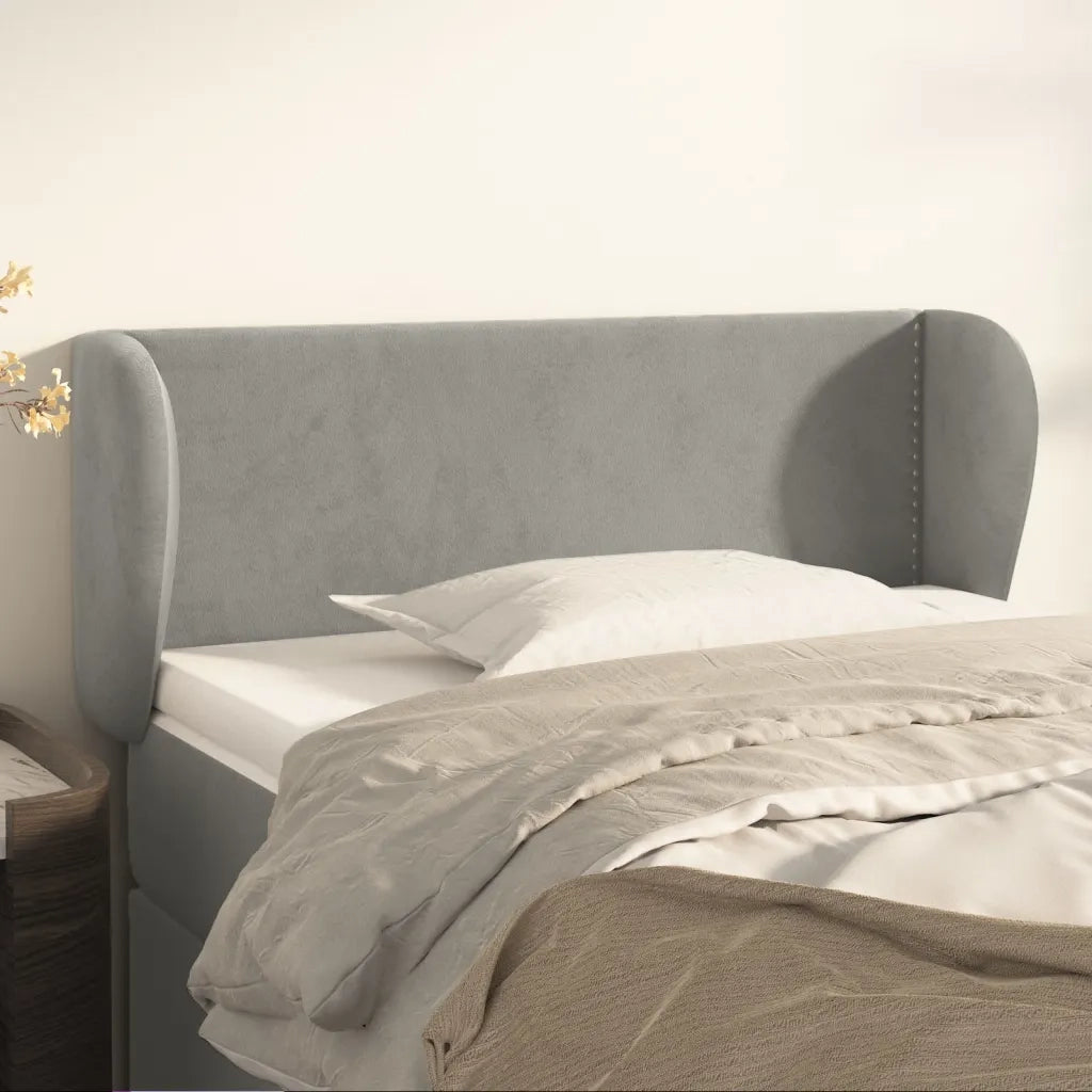 Testiera | Testata ad Orecchio Grigio Chiaro 83x23x78/88 cm in Velluto