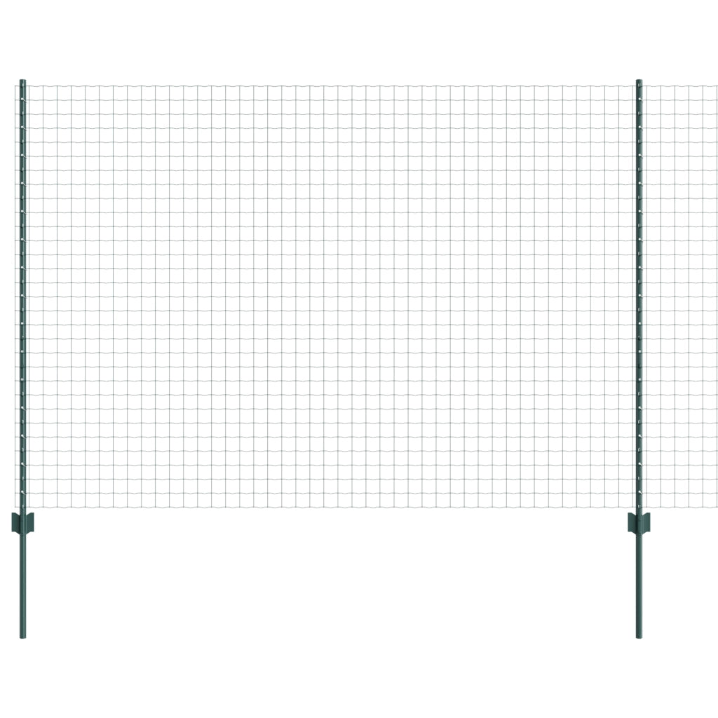 Recinzione con 5 Pali U Verde 1.5x10 m in Acciaio