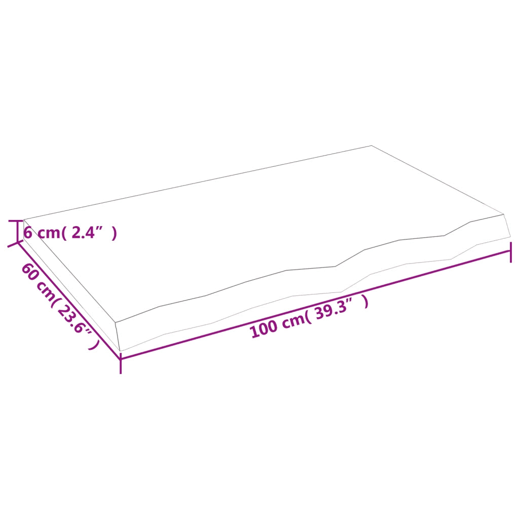 Piano Bagno 100x60x(2-6) cm in Legno Massello Non Trattato CFW5875868