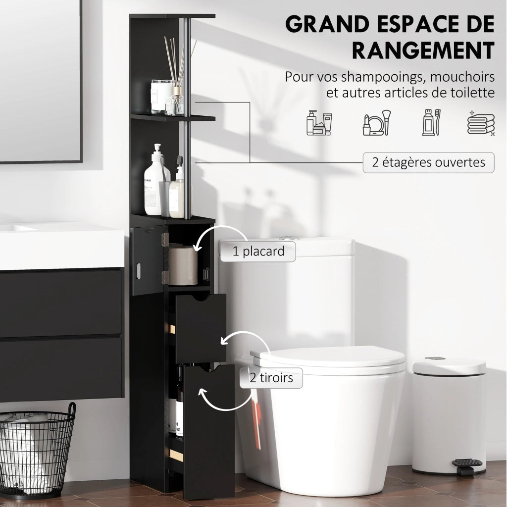 Colonna bagno con cassetti e ripiani ¨C Xylo ¨C Nero 15x33x136,8 cm