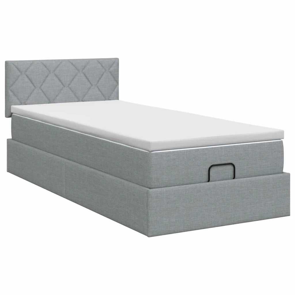 Letto ottomano con materasso Grigio Chiaro 100 x 200 cm Tessuto 3456385