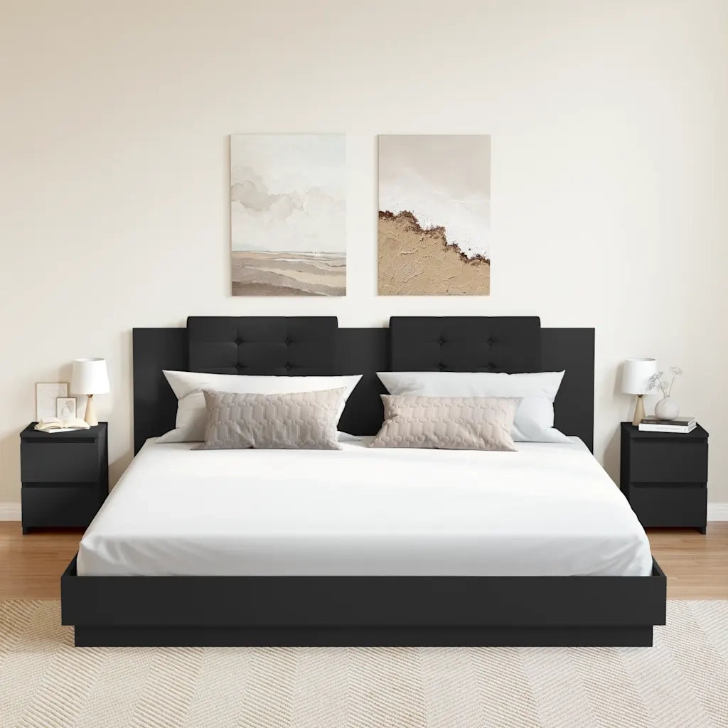 Comodini Neri 2 pz 30x30x40 cm in Truciolato cod mxl 31212