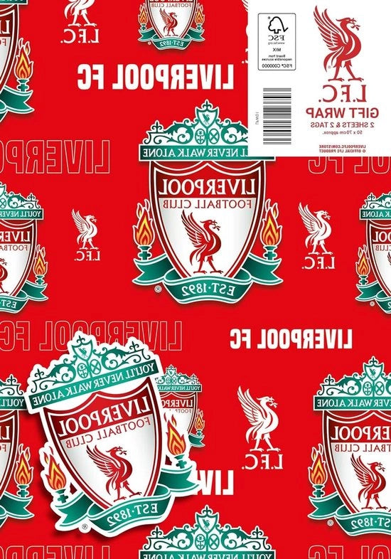 Papier da Regalo 2 Fogli 2 Etichette - Liverpool FC