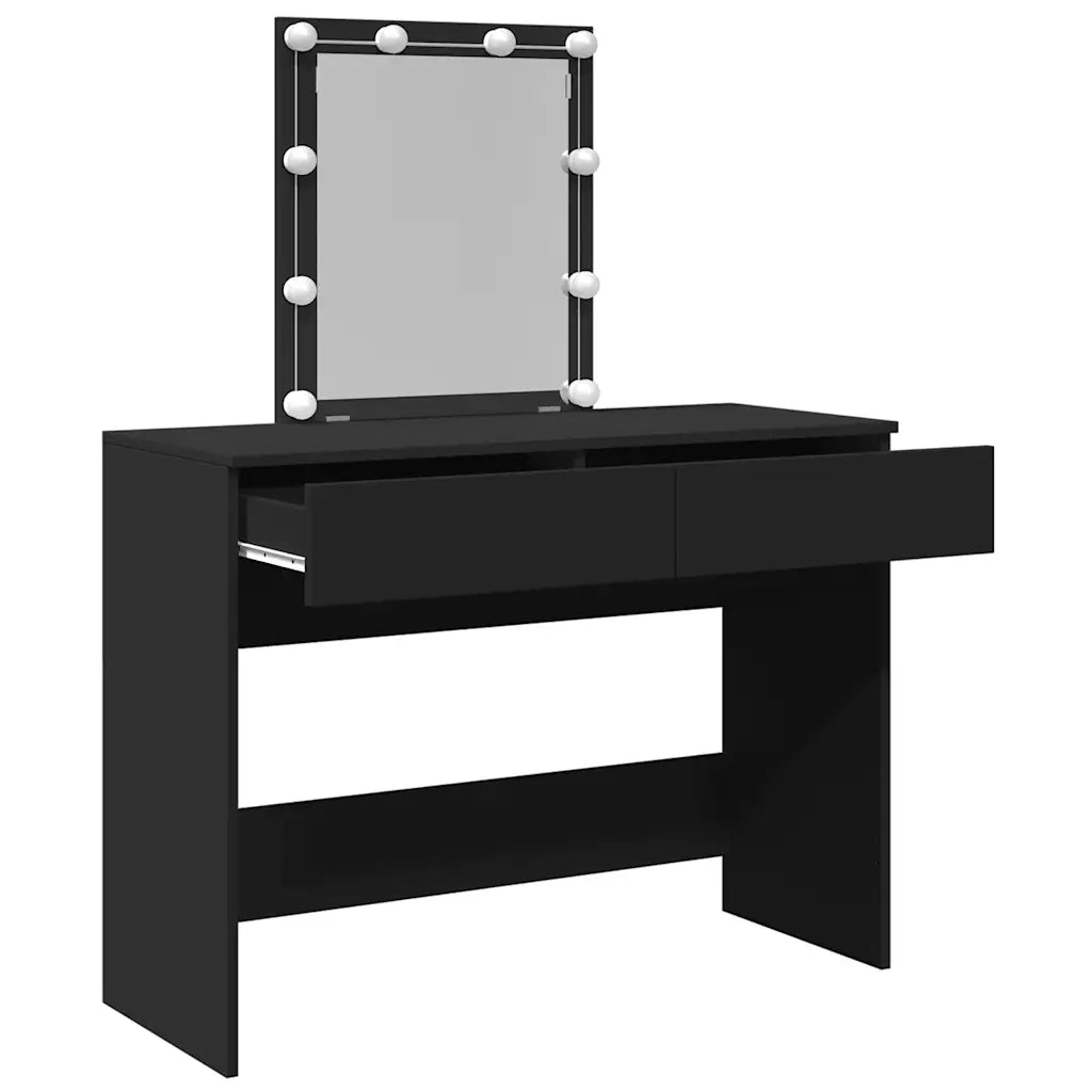 Toeletta | Tavolo da Trucco con LED Nero 100x40x130 cm