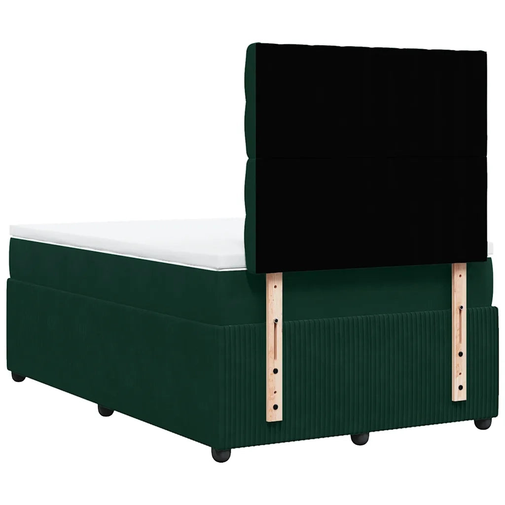 vidaXL Giroletto a Molle con Materasso Verde Scuro 120x190 cm Velluto