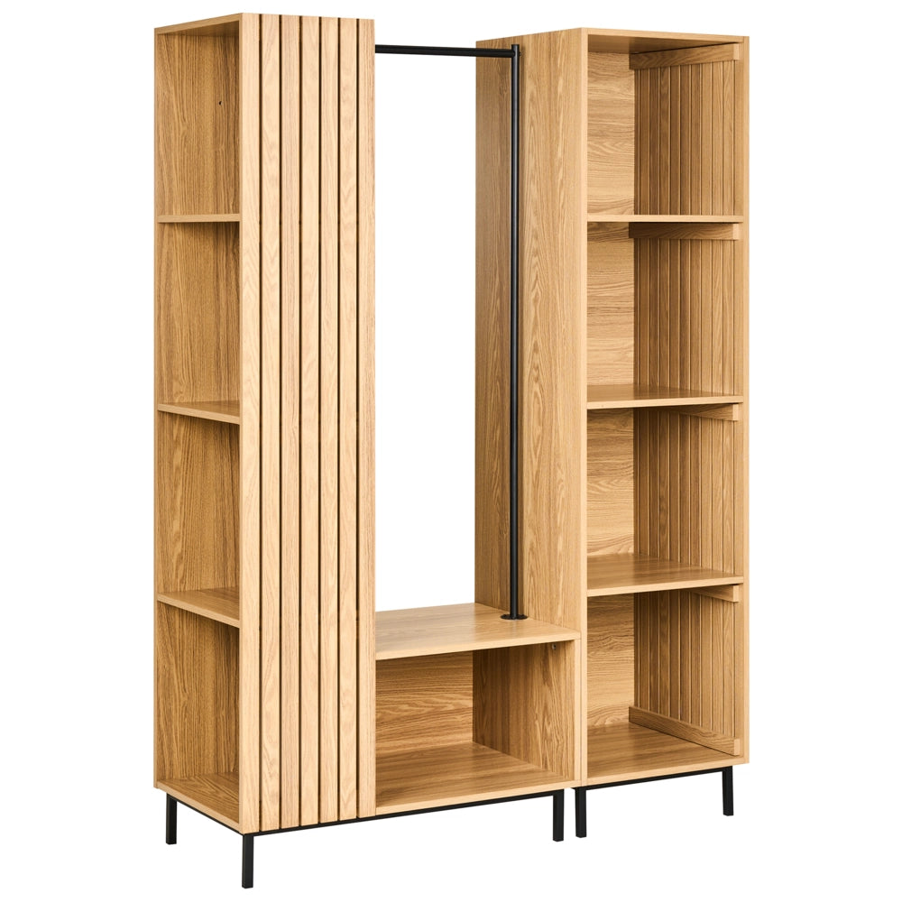 Armadio aperto 9 ripiani MDF Scaffale aperto per vestiti Marrone chiaro stile moderno