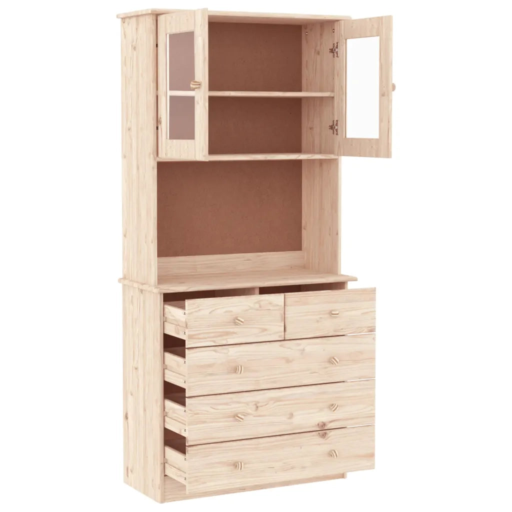 Credenza | Madia | Buffet da pranzo | Armadio da pranzo ALTA 77x35x165 cm in Legno Massello di Pino