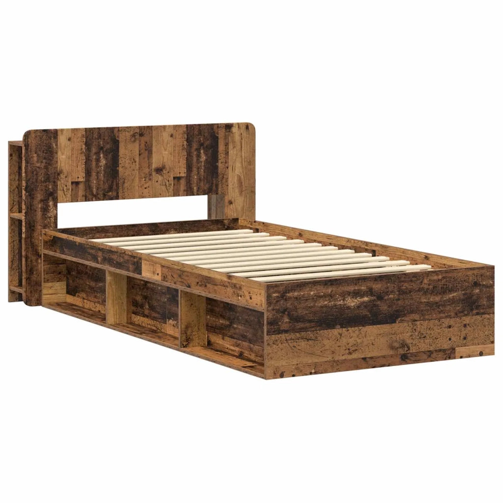 Telaio del letto con storage Legno antico 90 x 190 cm