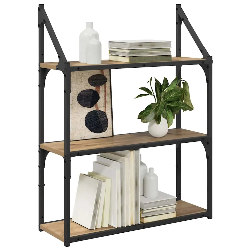 Scaffale da parete | Ripiano a parete | Mensola a parete Rovere artigianale 60 x 21 x 78,5 cm