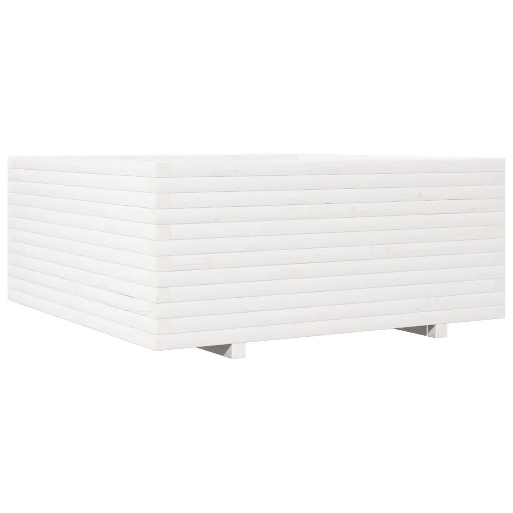 Fioriera da Giardino-Vaso da Esterno Bianca 110x110x49,5 cm Legno Massello Pino