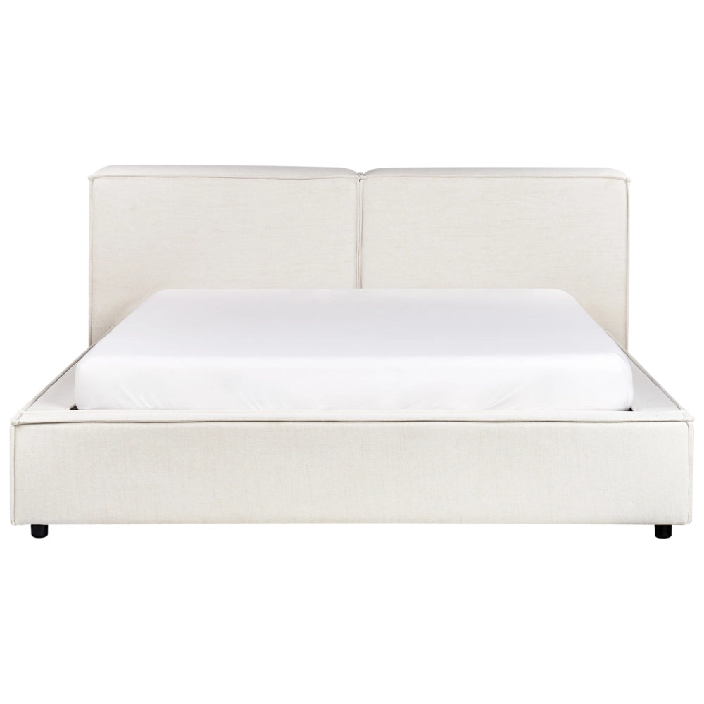 Letto matrimoniale in tessuto bianco sporco con struttura a doghe 160 x 200 cm stile classico camera da letto