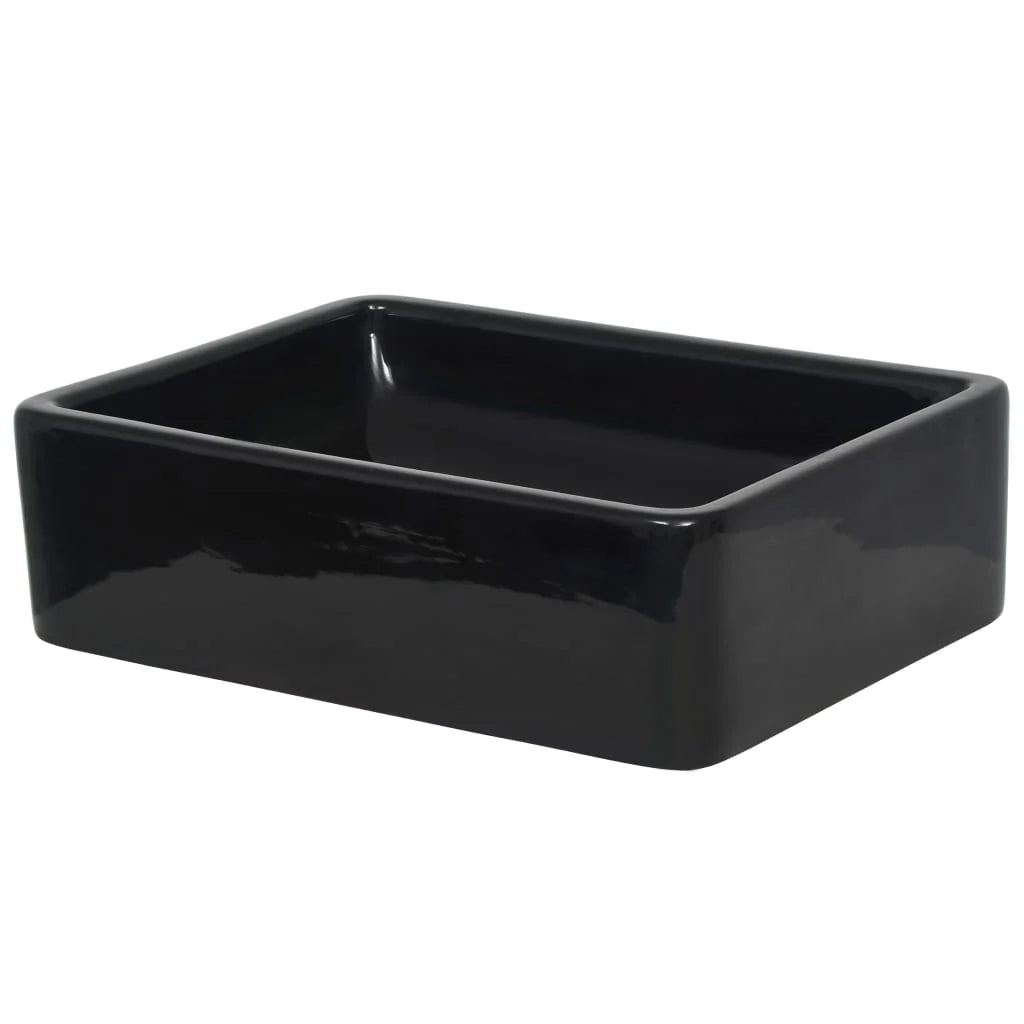 Lavabo rettangolare in ceramica per bagno o WC 41 x 30 x 12 cm nero 02_0002538