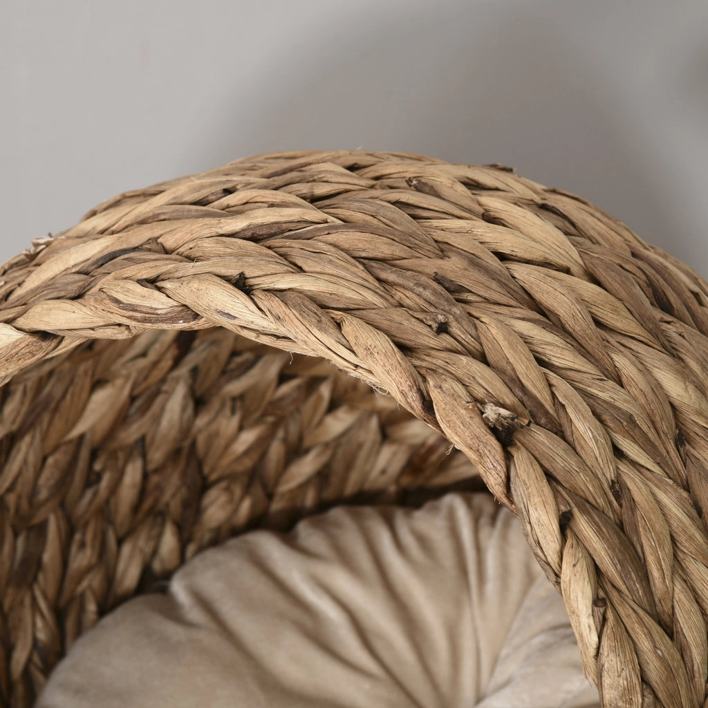 Letto per gatti in rattan con cuscino ¨C Zephmum ¨C Marrone 50x42x60 cm