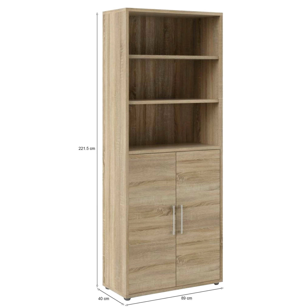 Credenza Valsesia, Buffet da soggiorno, Madia da salotto, Dispensa da cucina, 89x40 h222 cm, Quercia