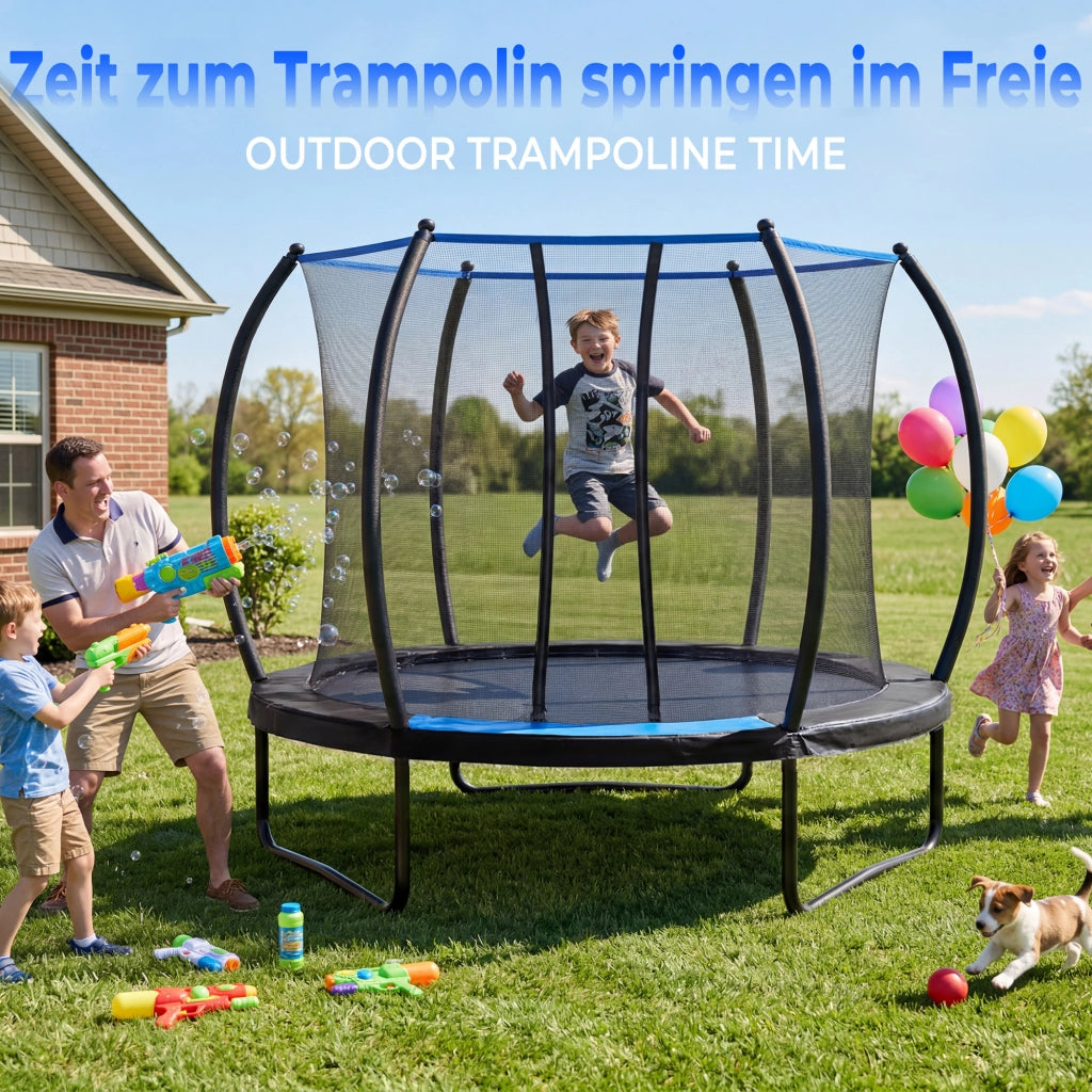 Trampolino per bambini da esterno con rete e scala ¨C Minimal ¨C 2,29 m di diametro