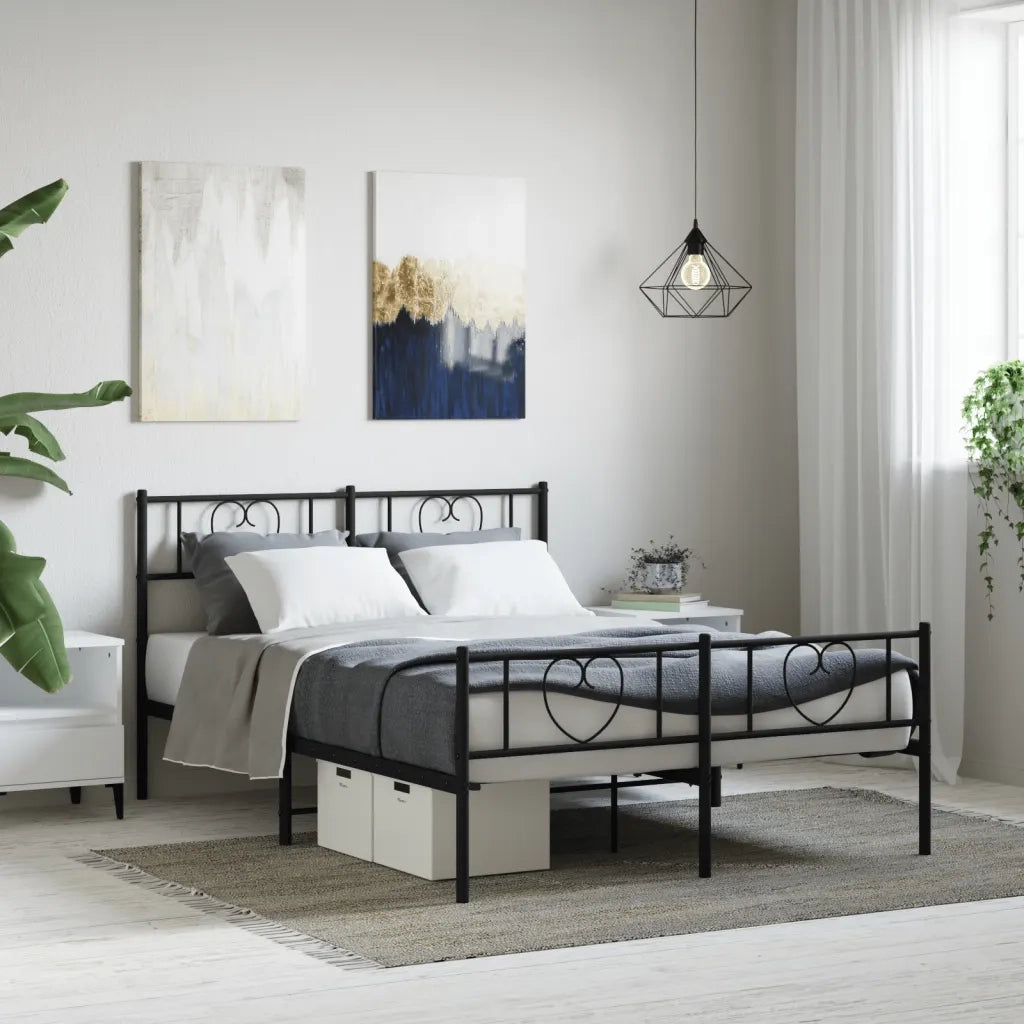 Giroletto senza Materaso con Pediera in Metallo Nero 160x200 cm 355484