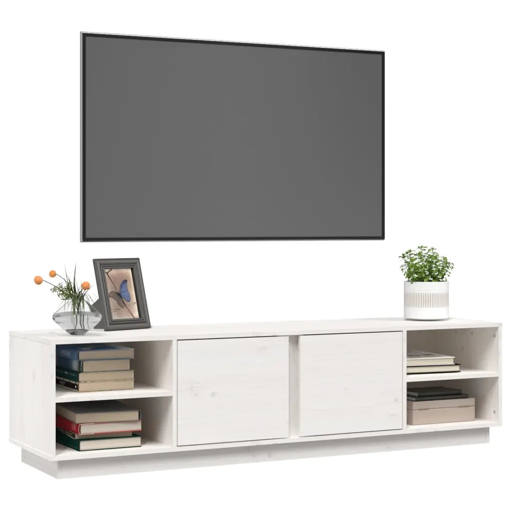 Mobile Porta TV Bianco 156x40x40 cm in Legno Massello di Pino 814455