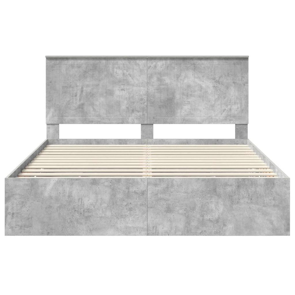 Struttura del letto con cassetto-Giroletto con contenitore-Rete del Letto Grigio cemento 160 x 200 cm 988476