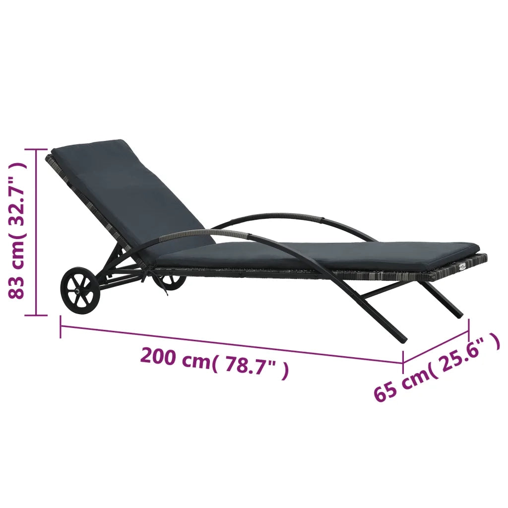 Lettini Prendisole con Tavolino in Polyrattan Antracite cod mxl 9272