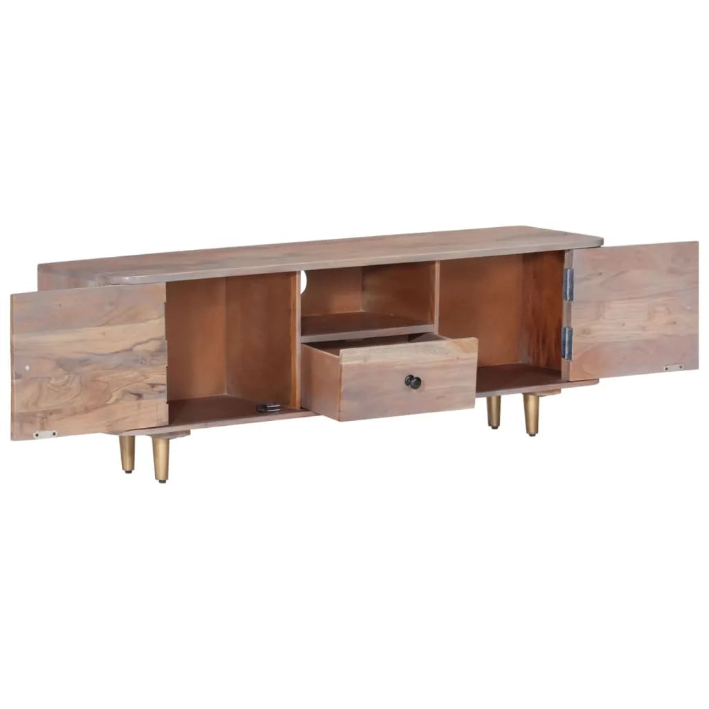 Mobile TV multimediale scaffale TV credenza mobile TV sala da pranzo soggiorno camera da letto 118 x 30 x 40 cm legno massello di acacia marrone 02_0025801