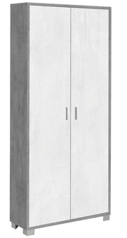 Armadio Multiuso 2 Ante 83x190x29 cm Cemento/Ossido Bianco