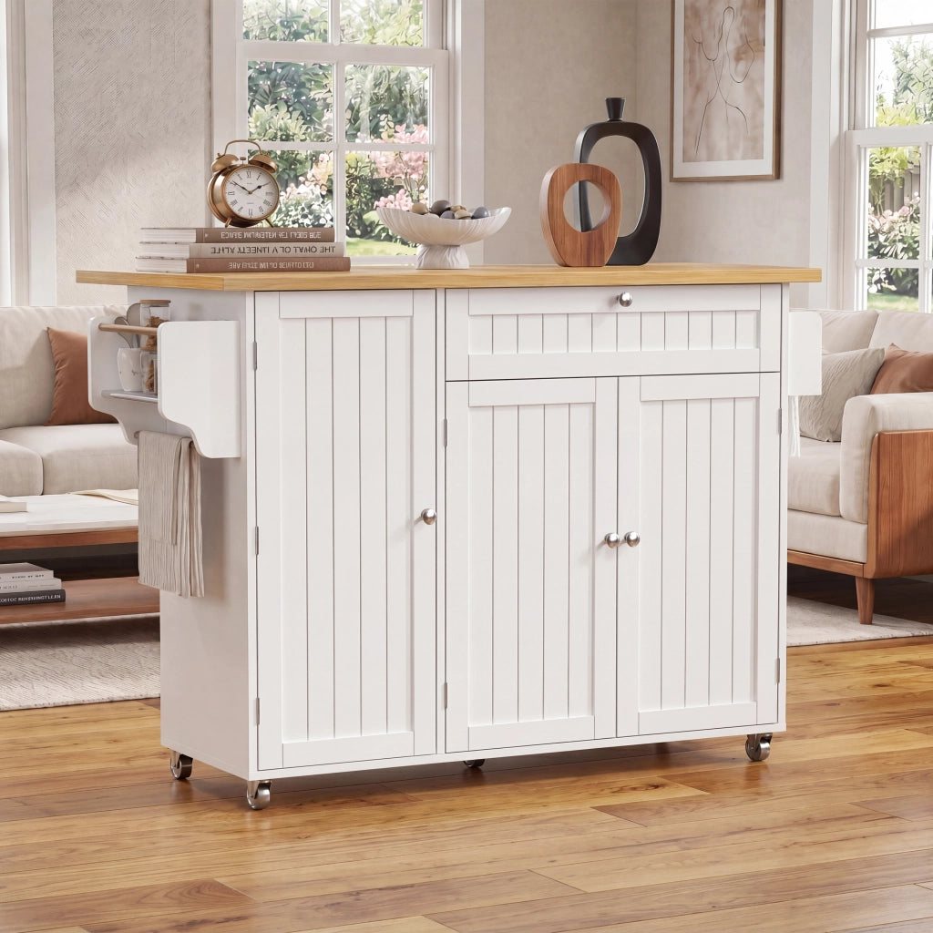 Mobile cucina con piano ribaltabile; cassetto e 3 vani - per cucina - MDF - natural white