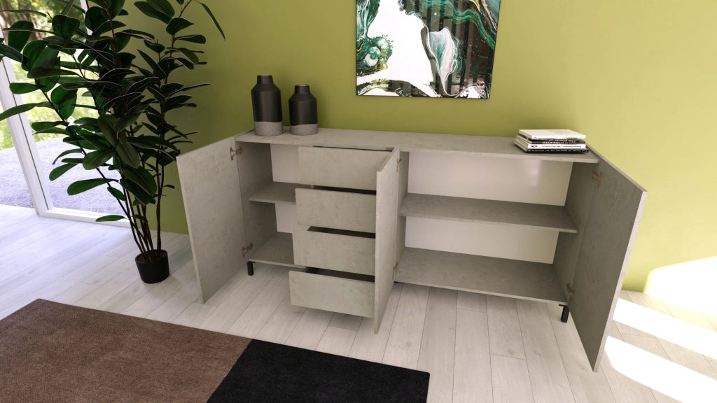 Madia 3 Ante 4 Cassetti 174x40x84 cm Solaria Cashmere