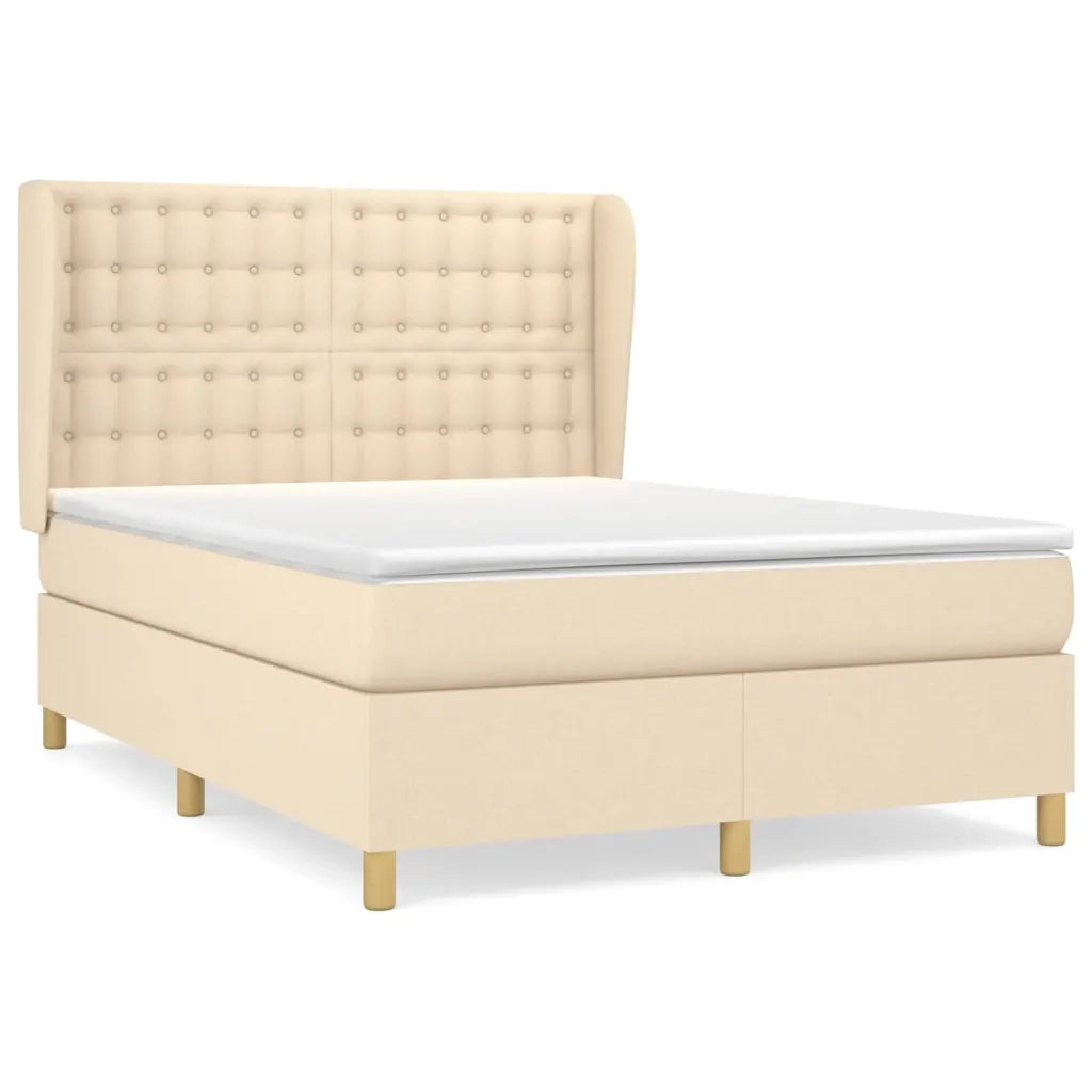Giroletto a Molle con Materasso Crema 140x19 cm in Tessuto 3128842