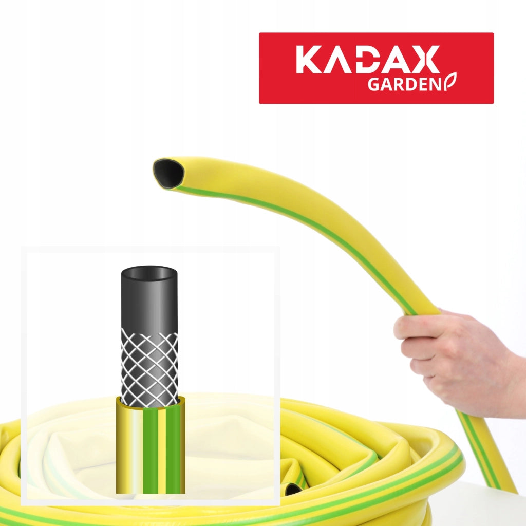 Tubo da giardino KADAX da 20 m, diametro 3/4 di pollice, per acqua, 3 strati di gomma resistente, PVC flessibile
