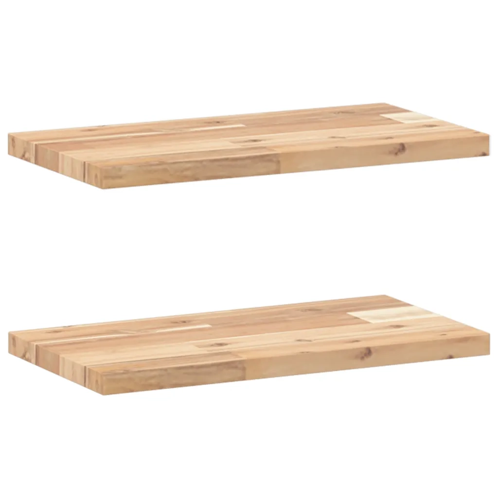 2 pz Mensole da Parete | Scaffali a Parete | Ripiano a parete 60x20x2 cm Legno Acacia Non Trattato