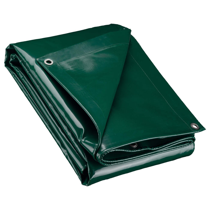 Telone occhiellato verde 5 x 9 m resistente alle intemperie e a raggi UV, impermeabile, robusto telo di protezione in poliestere 650 g/m² con rivestimento in PVC