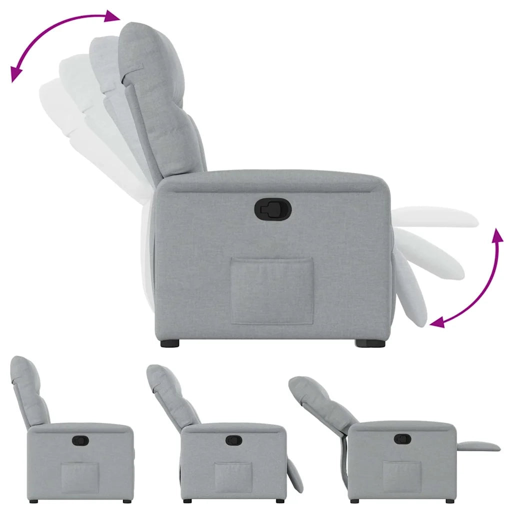 Divano Sedia-Poltrona Reclinabile in Tessuto Grigio Chiaro 836886