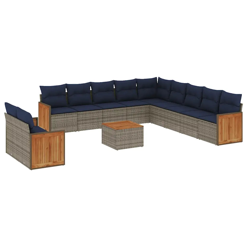 Set Divani da Giardino 12 pz con Cuscini Grigio in Polyrattan 3227818